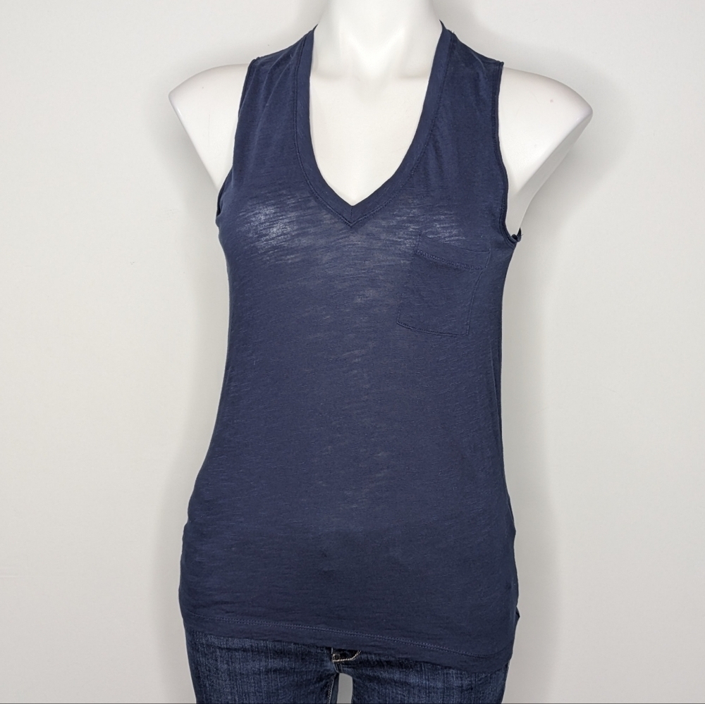 Madewell Blue V Neck Sleeveless Cotton Tank Top XXS